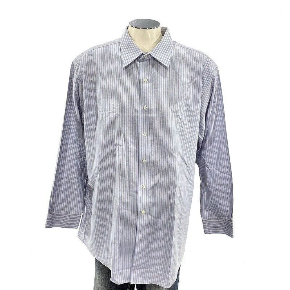 Brooks Brothers Non Iron All Cotton Button Shirt 18 4/5‎ Blue Stripe Mens